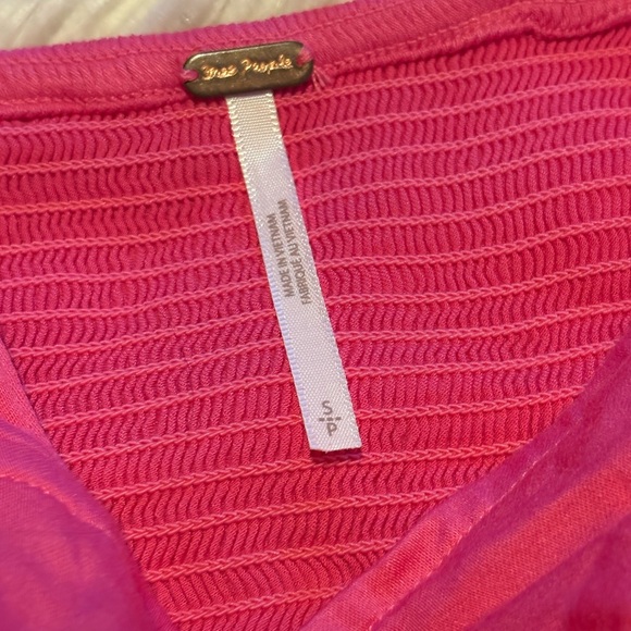 Free People Hot Pink One Shoulder Tie Waist Crop Top S - Picture 7 of 10